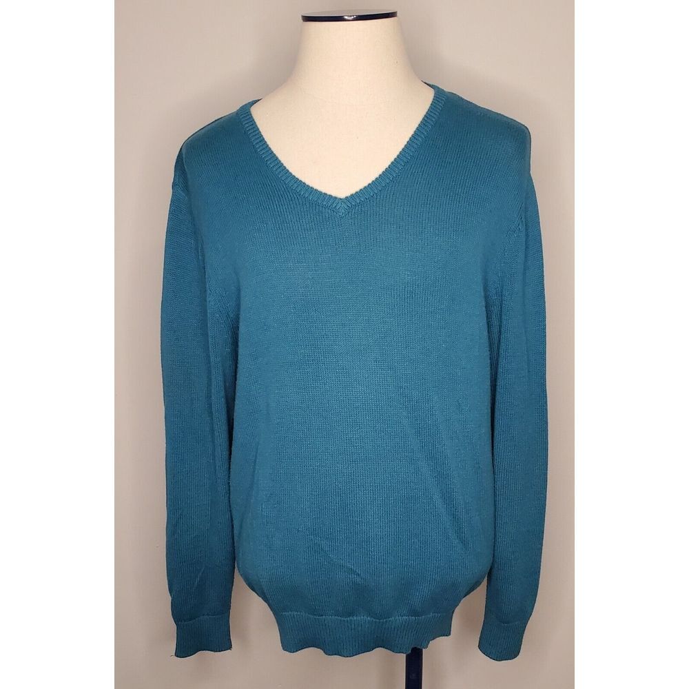 Pendleton V-neck Sweater Blue Large Cotton Cashmere Blend